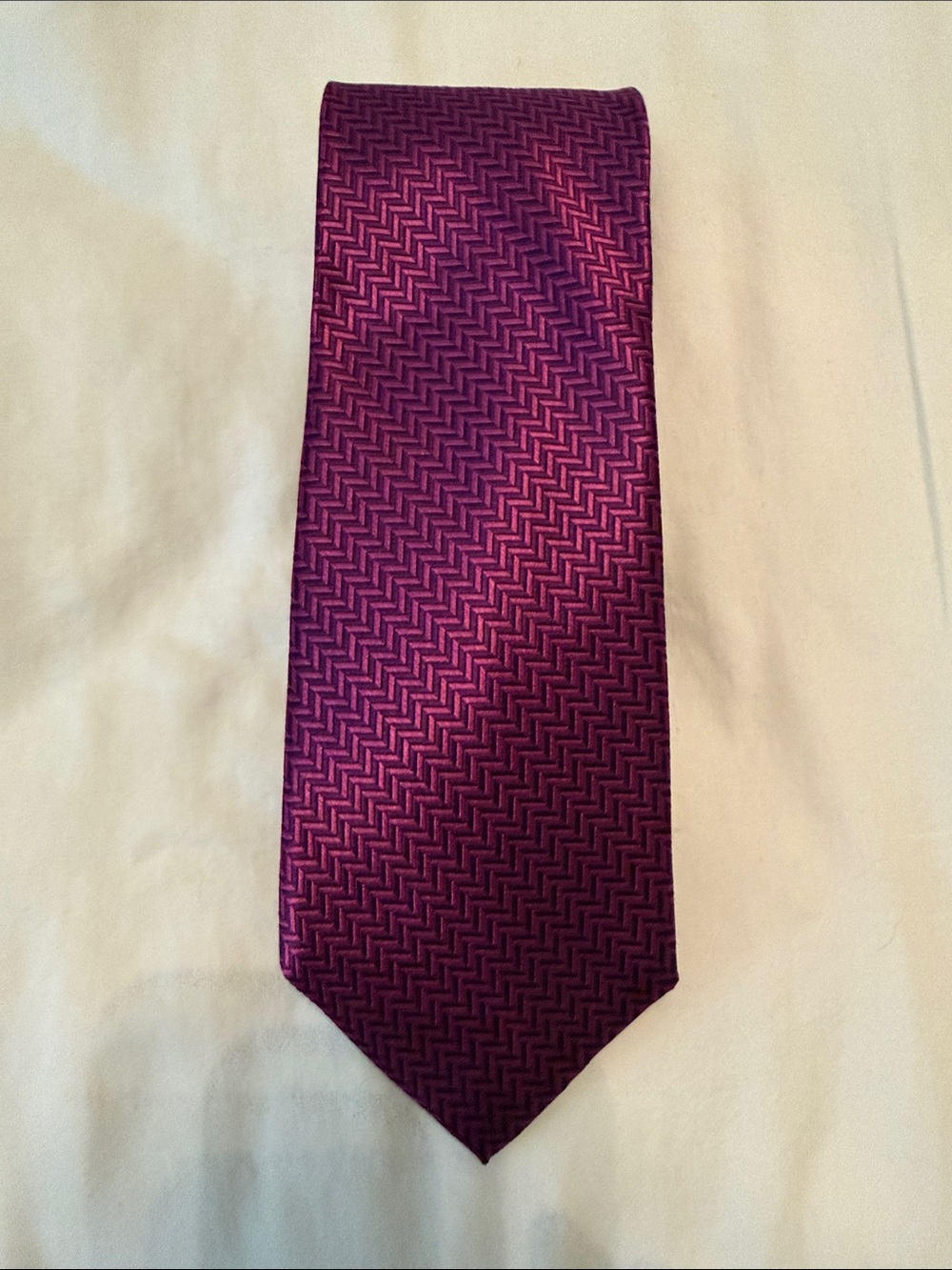 Paul Fredrick Deep Purple Chevron Silk Tie